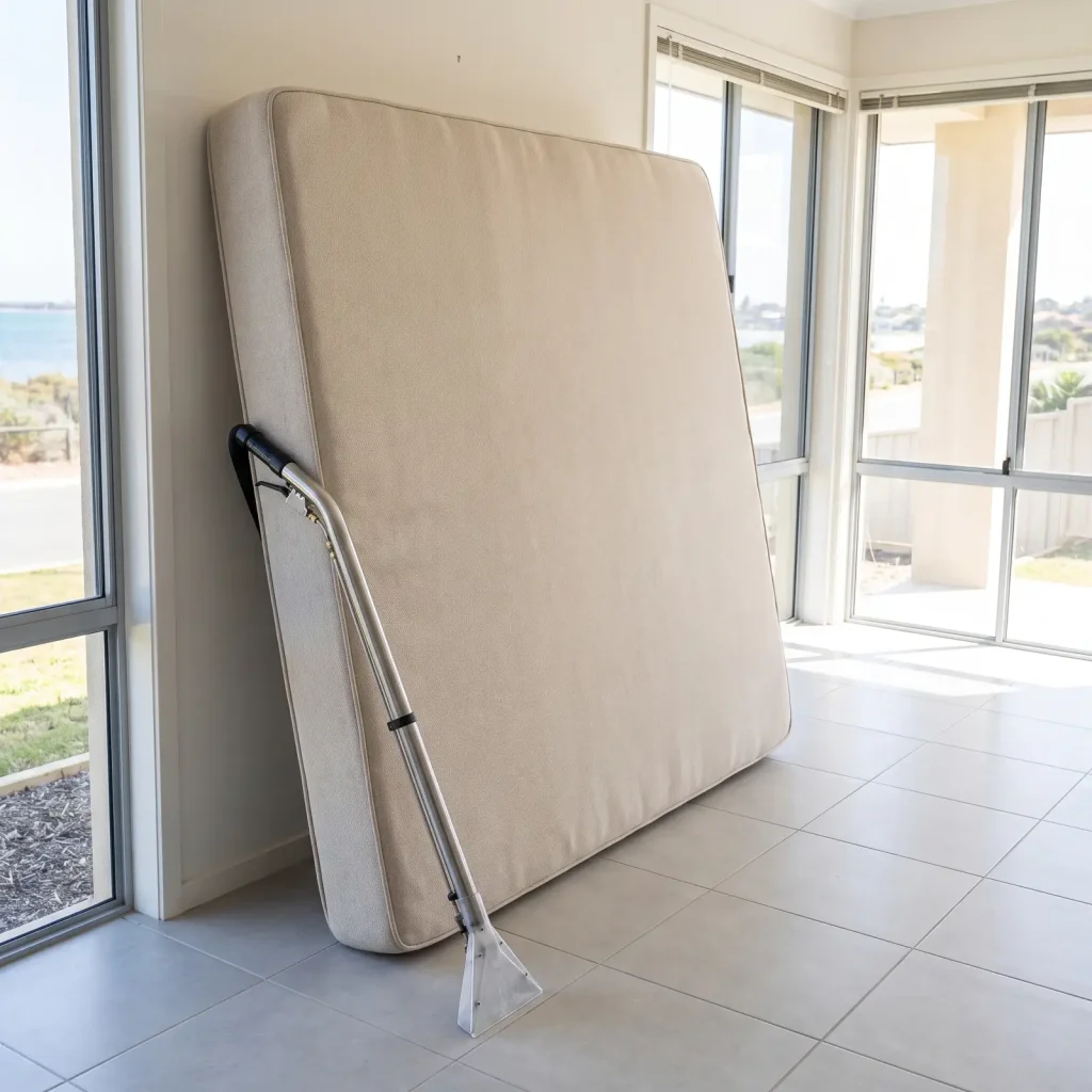 Professionally cleaned spotless mattress with upholstery wand from Estuary Carpet Cleaning in Mandurah
