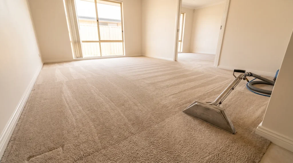 End of lease carpet cleaning result in an empty Mandurah rental with spotless vacuumed carpet