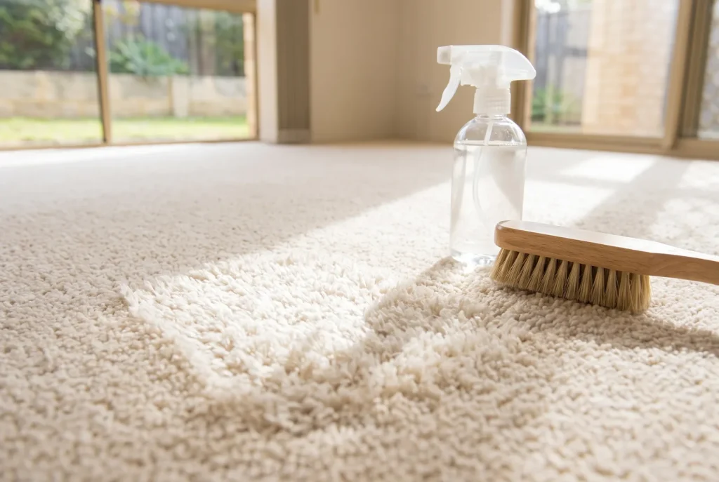 Stain removal result on cream carpet with spotting tools in Mandurah carpet cleaning detail