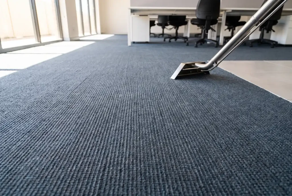 Freshly cleaned commercial office carpet detail by Estuary Carpet Cleaning in Mandurah