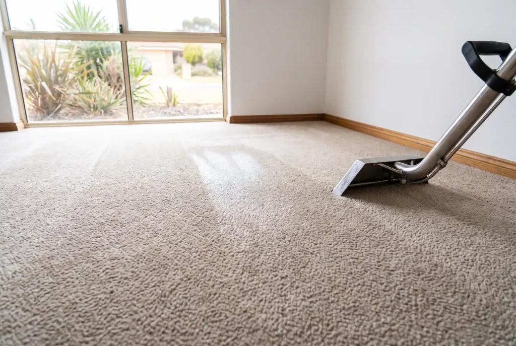 End of lease carpet cleaning result with fresh vacuum lines in an empty Mandurah rental