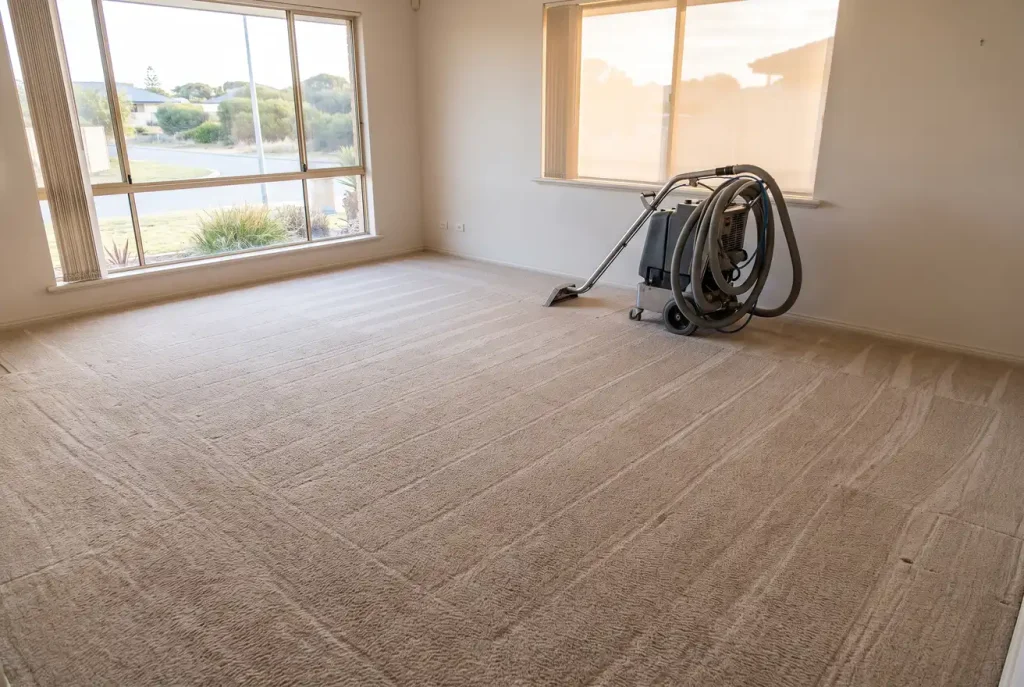 Spotless end of lease carpet cleaning result with extraction machine in an empty Mandurah rental home