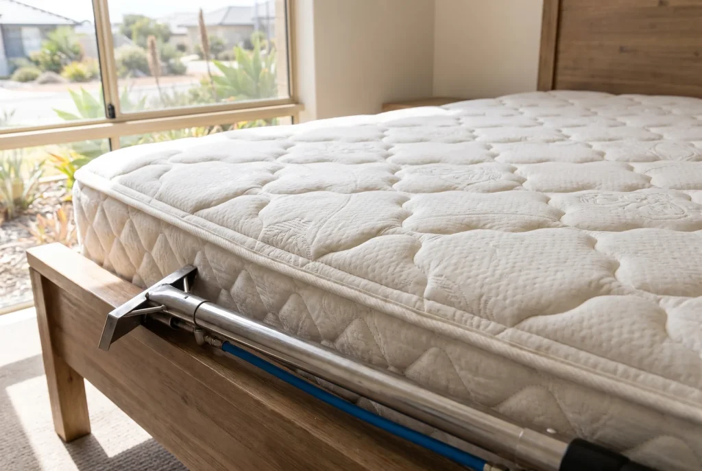 Freshly cleaned mattress showing spotless quilted texture from Mandurah mattress cleaning service
